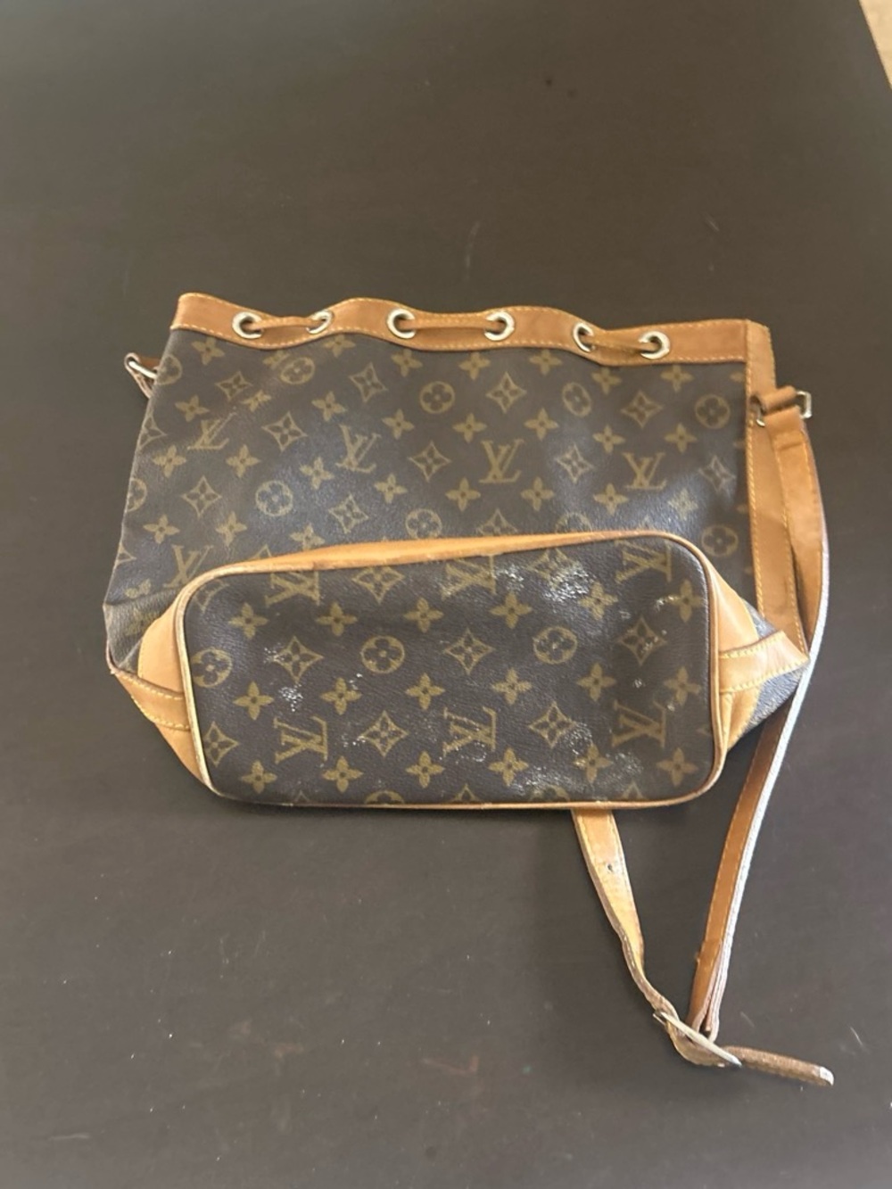 Louis Vuitton Monogram Canvas Shoulder Bag in Brown and Tan